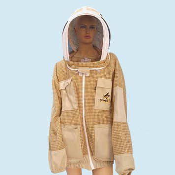 Куртка бджоляра FBG-2002С коричнева, трьохшарова сітка, розмір L купити