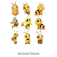 Термонаклейка на тканину Бджола з медом 9 шт. (20.5х25 см) купити